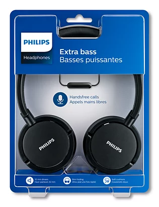 AUDIFONO PHILIPS SHL5005BK CON MICROFONO, EXTRA BASS, PLEGABLE, CONECTOR 3.5 MM, COLOR NEGRO