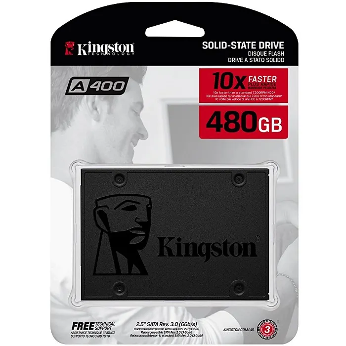 DISCO SOLIDO SATA KINGSTON A400 480GB (SA400S37/480G) SSD 2.5\" 7MM SATA III 6GB/S, TECNOLOGÍA TLC, - (SA400S37/480G)