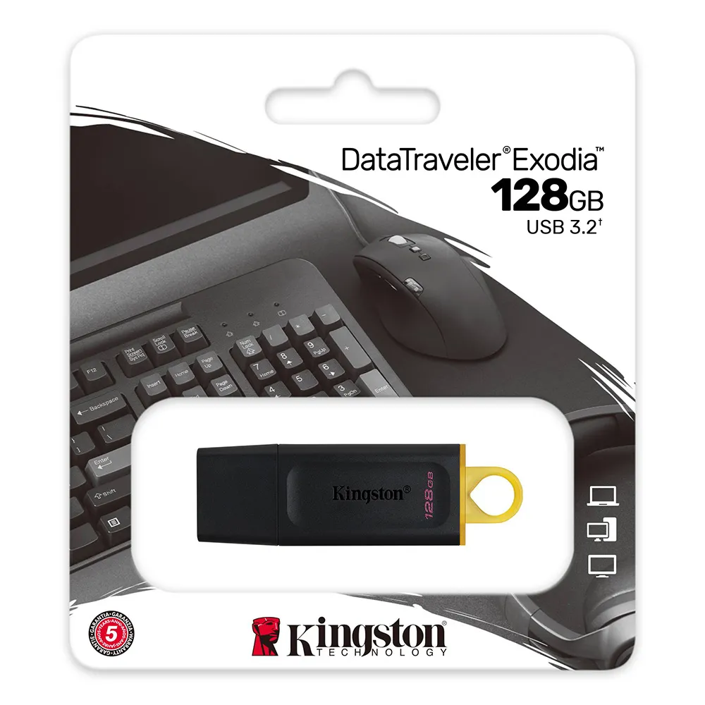 MEMORIA USB KINGSTON DATA TRAVELER,EXODIA DTX/128GB,3.2 (DTX/128GB) Amarillo /Negro