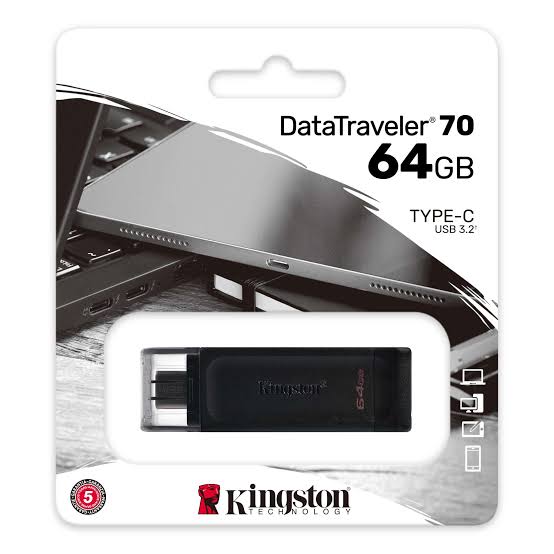 MEMORIA USB - KINGSTON - DATATRAVELER 70 DT70/64GB-64GB, USB-C 3.2 GEN1, CONECTOR REVERSIBLE - DT70/64GB
